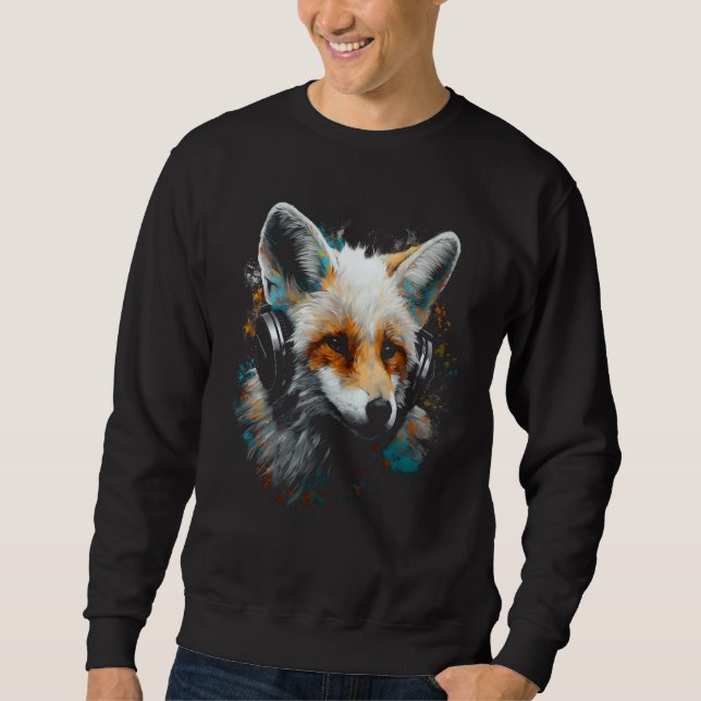 Fox Music  Animal Headphones Fox Sweatshirt (Vorderseite)
