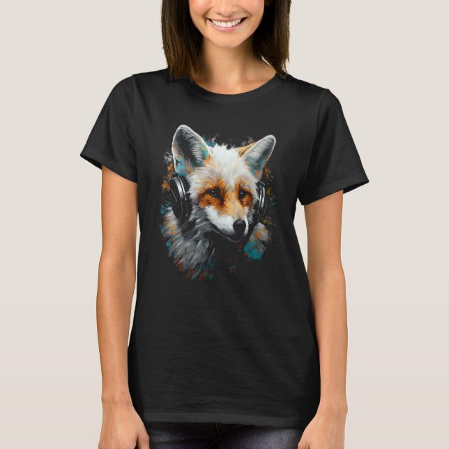 Fox Music  Animal Headphones Fox T-Shirt (Vorderseite)
