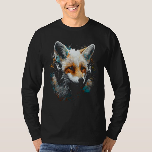 Fox Music  Animal Headphones Fox T-Shirt (Vorderseite)