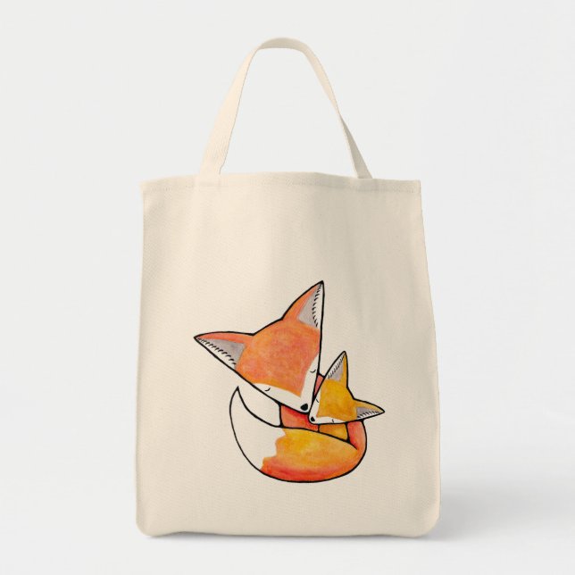 Fox-Mutter-Baby-Kinderniedliche WaldTaschen-Tasche Tragetasche (Vorne)