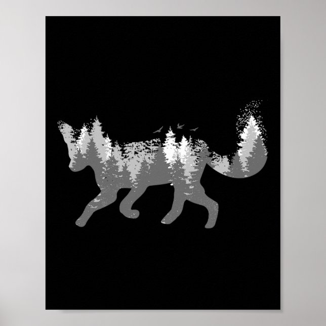 Fox Nature Outdoor Wandern Camping Jagd Geschenk Poster (Vorne)