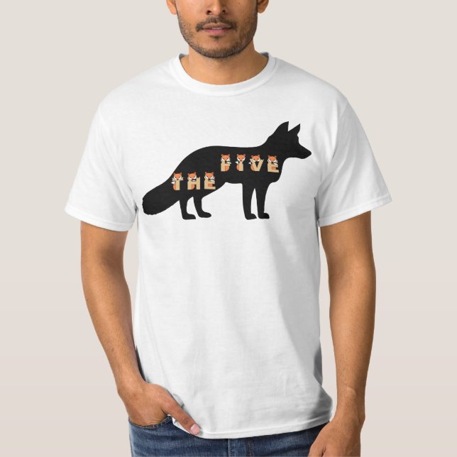 Fox News Die fünf Fox-Silhouette und Fox-Schriftar T-Shirt (Vorderseite)