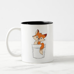 Fox Niedlich Zeichnend Fox in Pocket Niedlich Fox  Zweifarbige Tasse