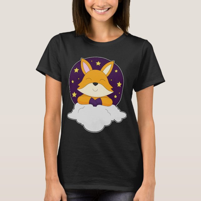 Fox Night Clouds Stars T-Shirt (Vorderseite)