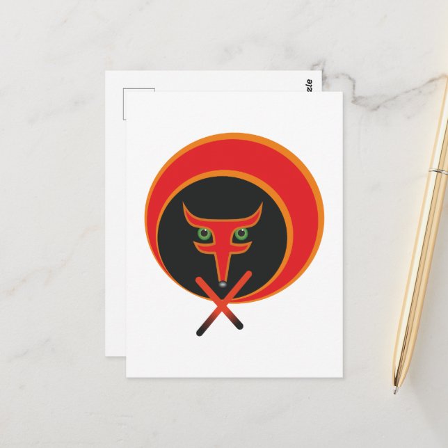 Fox of life - Red. Postkarte (Vorderseite/Rückseite Beispiel)