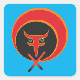 Fox of life - Red. Quadratischer Aufkleber