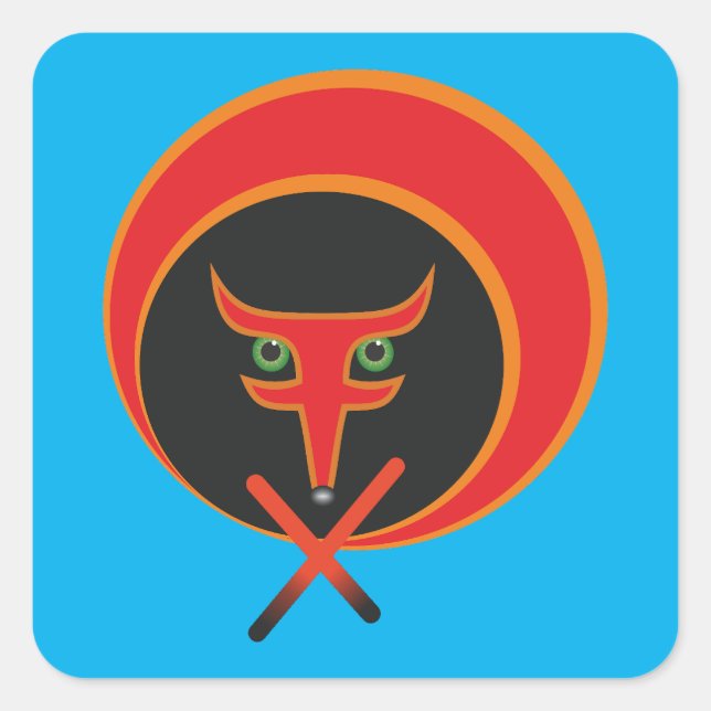 Fox of life - Red. Quadratischer Aufkleber (Vorderseite)