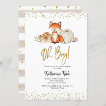 Fox Oh Boy Fall Pumpkin Baby Dusche