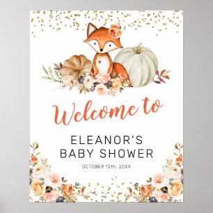 Fox Oh Girl Fall Pumpkin Baby Dusche Begrüßungszei Poster