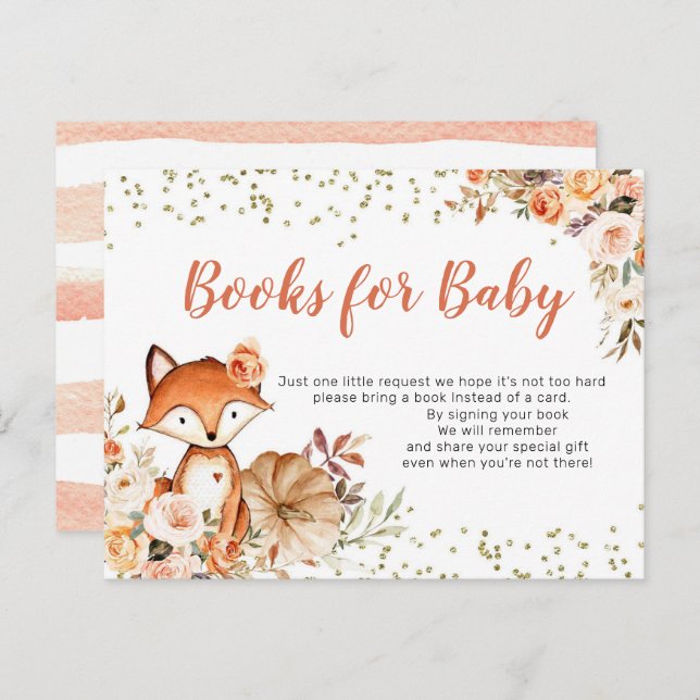 Fox Oh Girl Fall Pumpkin Books für Baby Einladungspostkarte (Vorne/Hinten)