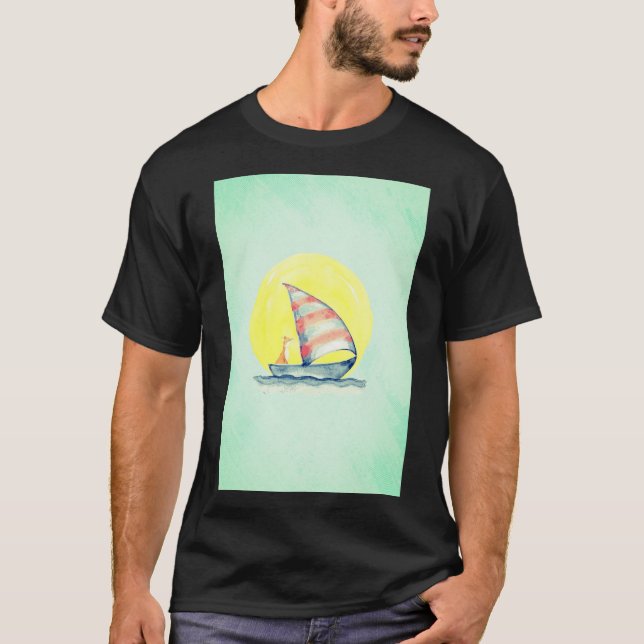 "Fox on a Boat T - Shirt - Niedliche Wasserwaldbrü (Vorderseite)