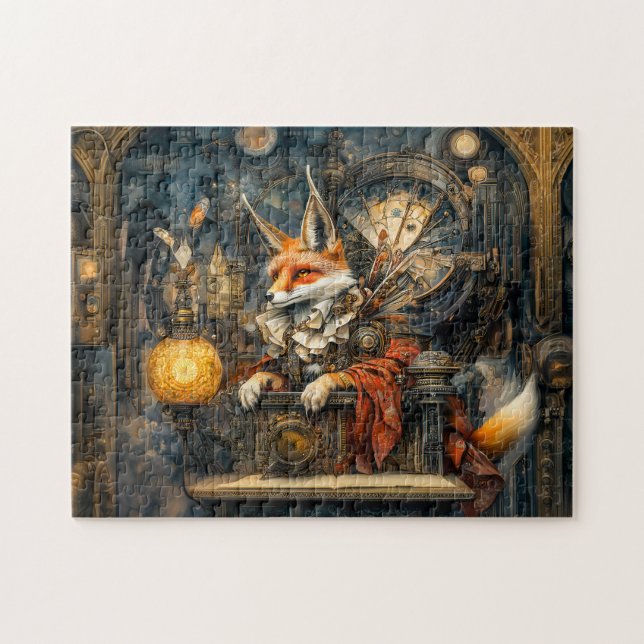 Fox on a Steampunk Pulpit in mystischer Szene Puzzle (Horizontal)
