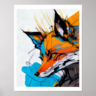 Fox-orangefarbene, lebendige Farben formen Linien Poster