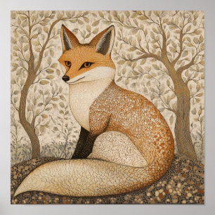 Fox Painting Art Print Woodland Wand Kunst