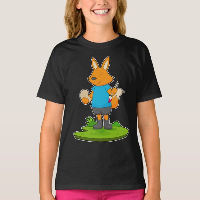 Fox Painting Pinsel T-Shirt (Vorderseite)
