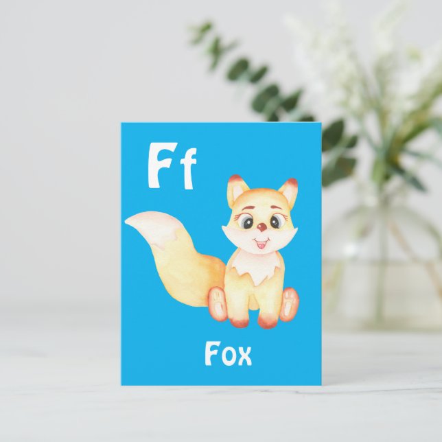 Fox personalisieren ABC: Buchstabe F - Ihren Namen Postkarte (Stehend Vorderseite)