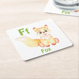 Fox personalisieren ABC: Buchstabe F - Ihren Namen Rechteckiger Pappuntersetzer
