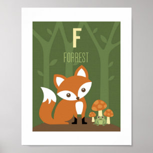 Fox Personalisiert Kinderzimmer Poster Print