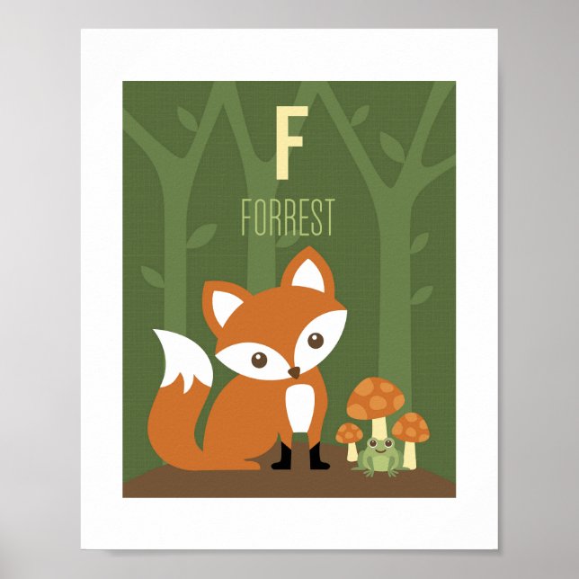 Fox Personalisiert Kinderzimmer Poster Print (Vorne)