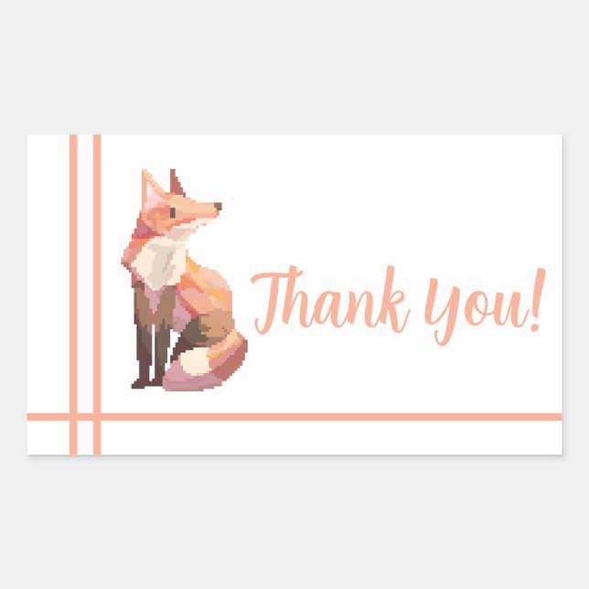 Fox Pixel Art, Pixelart thank you Rechteckiger Aufkleber (Vorderseite)