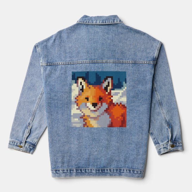 Fox pixelart jeansjacke (Rückseite)