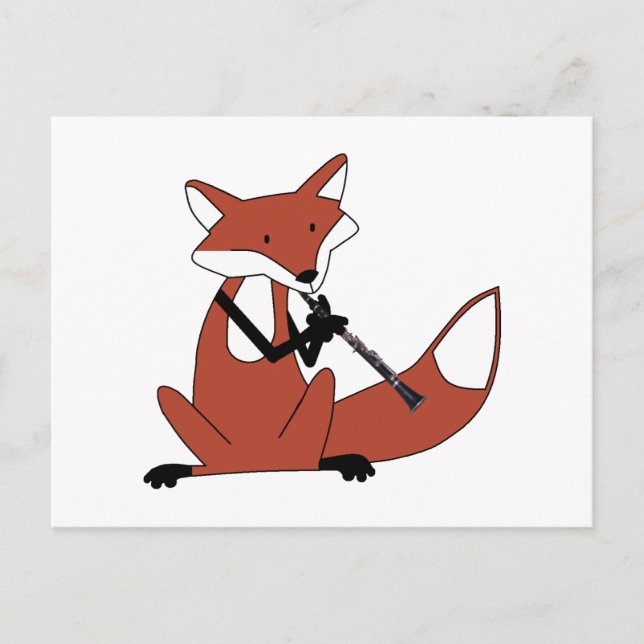 Fox Playing die Klarinette Postkarte (Vorderseite)