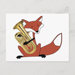 Fox Playing Euphonium Postkarte