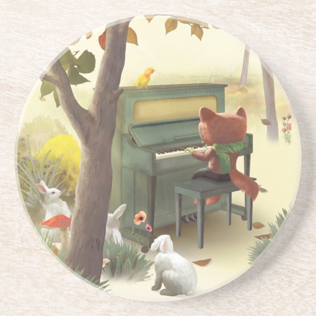 Fox Playing Piano Getränkeuntersetzer (Vorne)