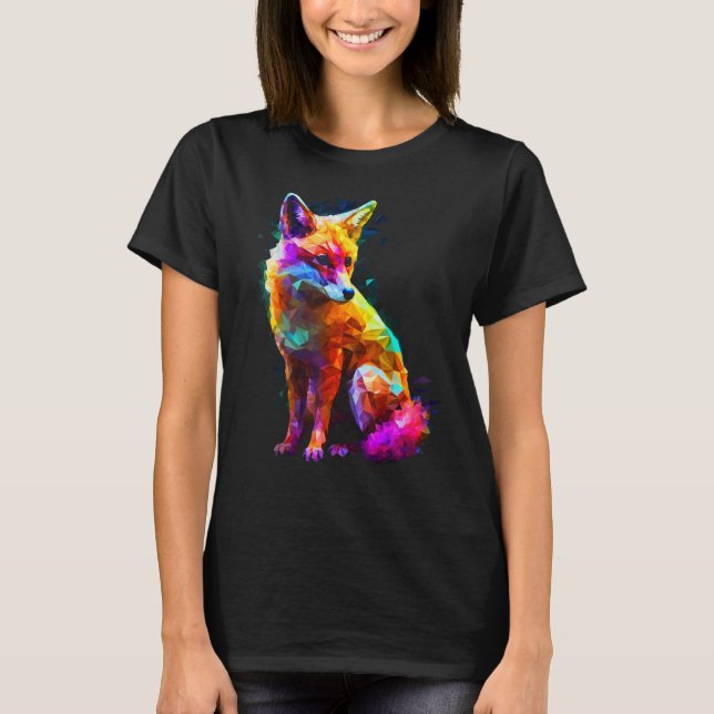 Fox Polygon Colourful  Animal  Animal Fox T-Shirt (Vorderseite)