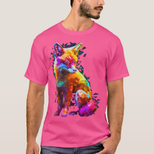 Fox Polygon farbenfrohe Tierfreunde Kunst, Dichtun T-Shirt