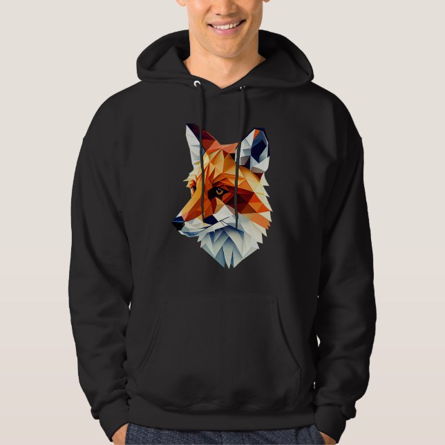 Fox Polygon Wild Animal  Wildlife Zookeeper Geomet Hoodie (Vorderseite)