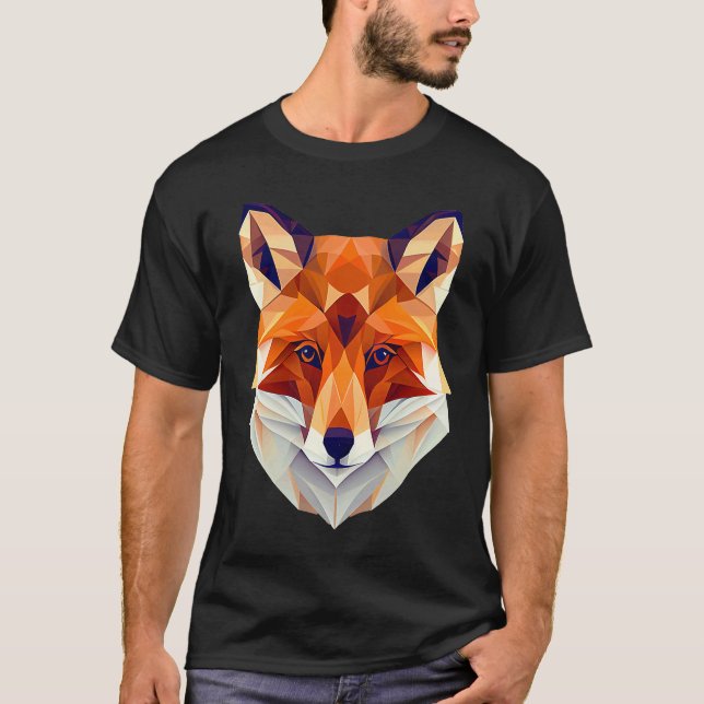 Fox Polygon Wild Animal  Wildlife Zookeeper Geomet T-Shirt (Vorderseite)