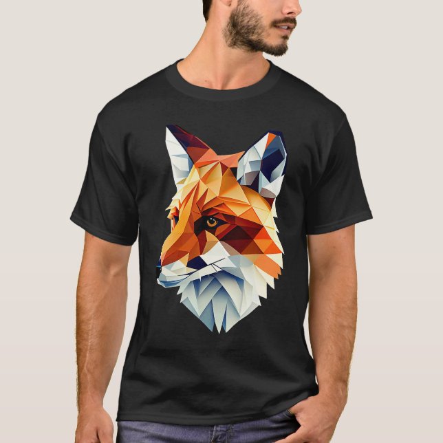 Fox Polygon Wild Animal  Wildlife Zookeeper Geomet T-Shirt (Vorderseite)