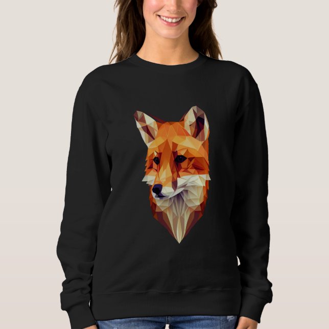 Fox Polygon Wild Animal Wildlife Zookeeper Geometr Sweatshirt (Vorderseite)