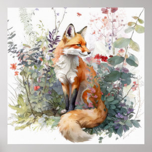 Fox Portrait Tiermalerei Kunst, Dichtung und Musik Poster