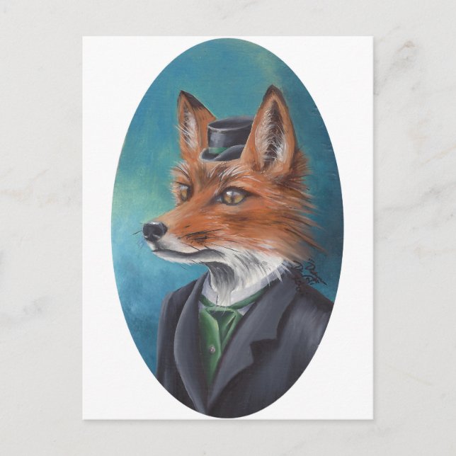 Fox Postcard Animal Postcard Fox Art Postkarte (Vorderseite)