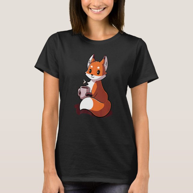 Fox Quote  Drinking Coffee Cool  Fox T-Shirt (Vorderseite)