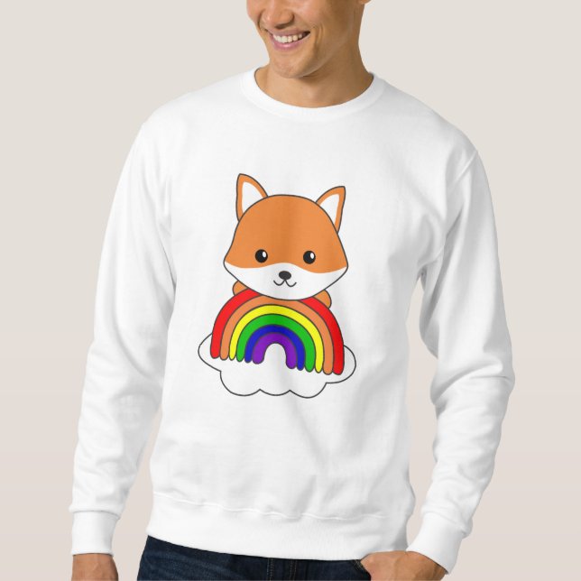 Fox Rainbow Niedlicher Tiere Farbenfoxenwälder Sweatshirt (Vorderseite)
