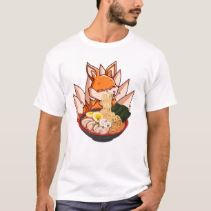Fox Ramen Japanese Noodles Niedlich Kawaii Anime T-Shirt