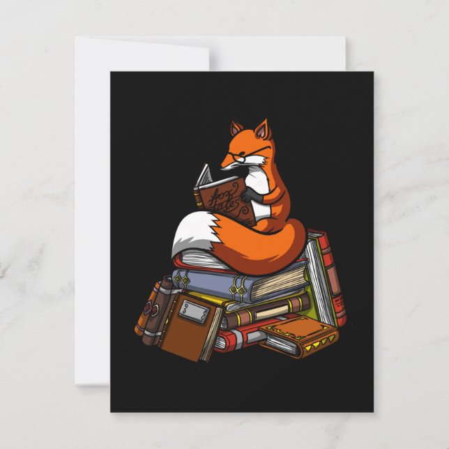 Fox Reading A Book Dankeskarte (Vorderseite)