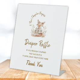 Fox Reading New Chapter fängt das Diaper Raffle Si Sockelschild