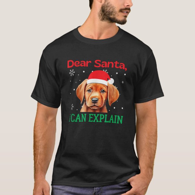 Fox Red Lab Christmas Santa Labrador Retriever  T-Shirt (Vorderseite)