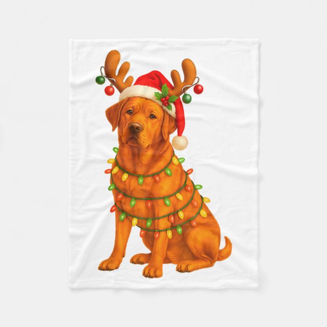 Fox Red Lab Christmas Tree Light Pajama Labrador D Fleecedecke (Vorderseite)