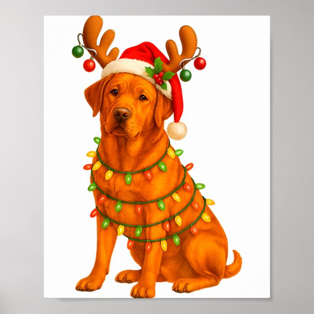 Fox Red Lab Christmas Tree Light Pajama Labrador D Poster (Vorne)