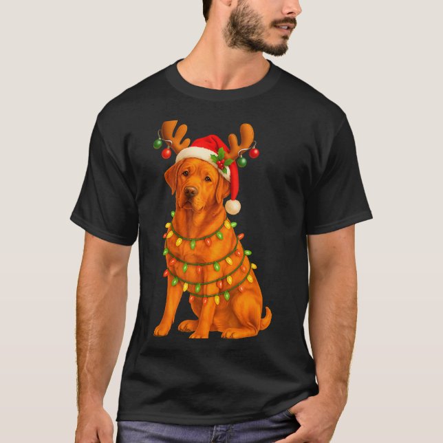 Fox Red Lab Christmas Tree Light Pajama Labrador D T-Shirt (Vorderseite)