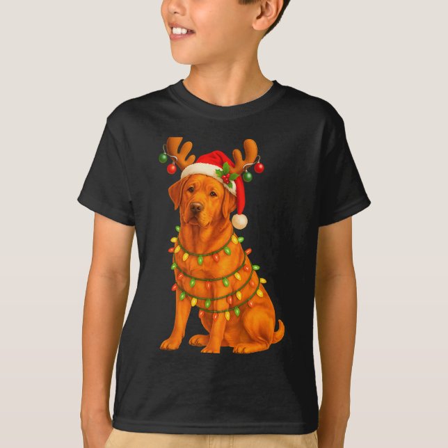 Fox Red Lab Christmas Tree Light Pajama Labrador D T-Shirt (Vorderseite)