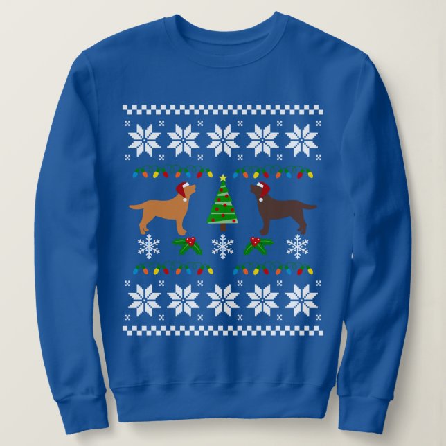 Fox Red Labrador and Chocolate Labrador Christmas Sweatshirt (Design vorne)