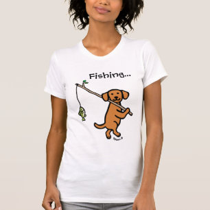 Fox Red Labrador Fishing Cartoon T-Shirt