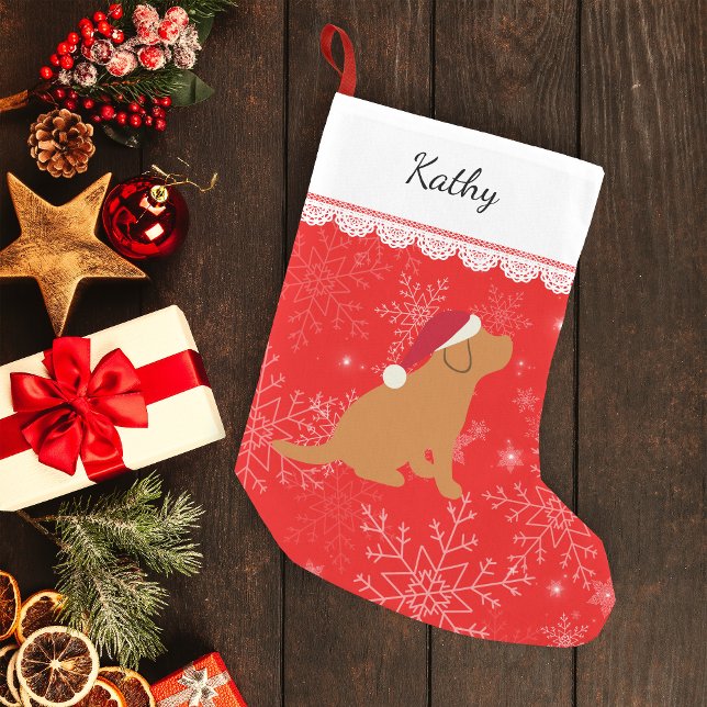 Fox Red Labrador Puppy Kleiner Weihnachtsstrumpf (Personalized Fox Red Labrador Puppy Silhouette Christmas Stocking for Fox Red Labrador Owners.)