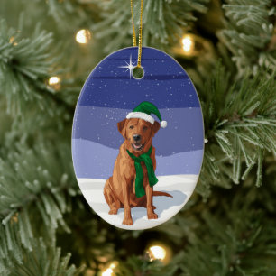 Fox Red Labrador Retriever Christmas Dog Keramik Ornament